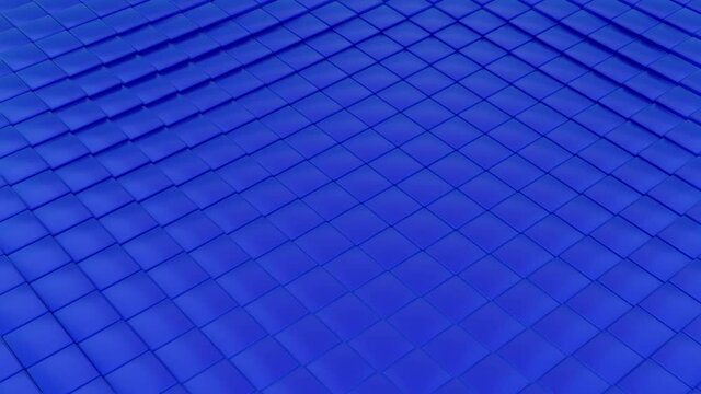 Minimalistic waves pattern made of cubes. Abstract Blue Cubic Waving Surface Futuristic Background. 3d animation.