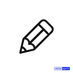 Pencil Icon, flat vector illustration logo sign/symbol. EPS 10