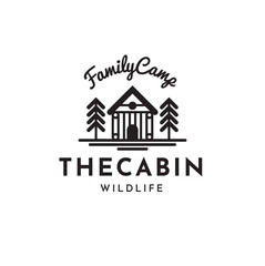 Cabin Vintage Hipster Logo Design Template Vector illustration