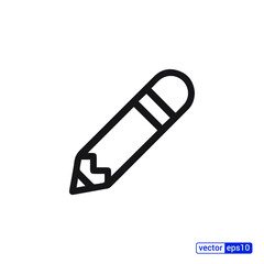 Pencil Icon, flat vector illustration logo sign/symbol. EPS 10