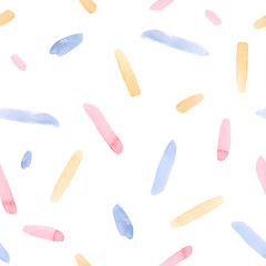 Beautiful vector seamless pattern with watercolor colorful brush strokes. Stock illustration.