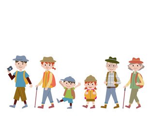 家族でハイキング