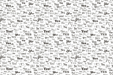 say yes. Positive reply. Approve and agree word pattern. Vector answer yes seamless text background. Lettering Textile texture graphic illustration