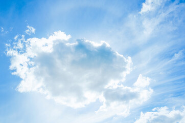 Naklejka na ściany i meble white clouds on a blue sky on a summer day