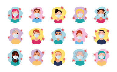 dirvesity people wearing medical mask block style