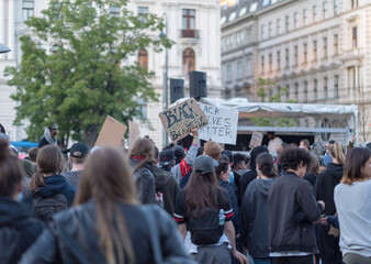 Black Lives Matter Activist Protesting In Vienna Austria 2020