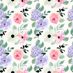 beautiful watercolor floral garden seamless pattern