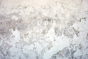 White texture concrete wall. Painted fade background with grey solid floor grain. Rough and dirty surface.