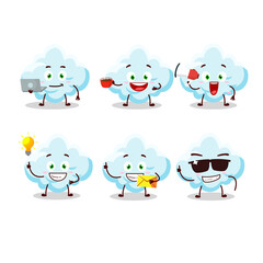 Cloud cartoon character with various types of business emoticons