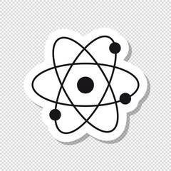 Atom Molecule Icon - Black And White Vector Illustration - Isolated On White And Transparent Background