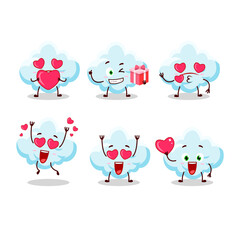 Cloud cartoon character with love cute emoticon