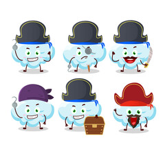 Cartoon character of cloud with various pirates emoticons