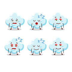 Cartoon character of cloud with sleepy expression