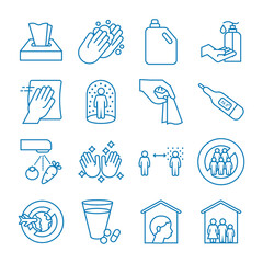 bundle of social distance and covid19 set icons