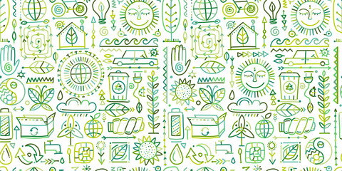 Ecology seamless pattern. Global environment and recycling