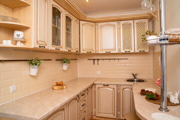 small bright and cozy kitchen. interior solutions for apartment