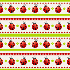 Seamless background with ladybugs. Vector pattern.