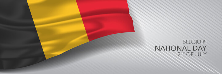 Belgium national day vector banner, greeting card.