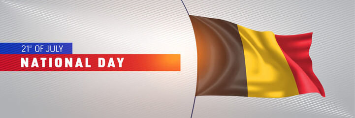 Belgium happy national day greeting card, banner vector illustration