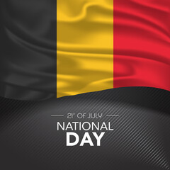 Belgium happy national day greeting card, banner, vector illustration