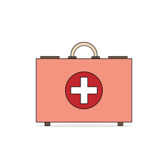 Obraz premium Color vector illustration, first aid kit isolated on white background, design, icon, sign