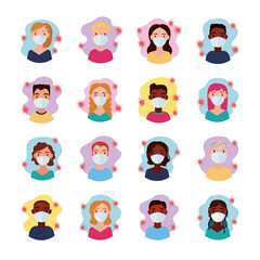 dirvesity people wearing medical mask block style