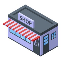 Street shop icon. Isometric of street shop vector icon for web design isolated on white background