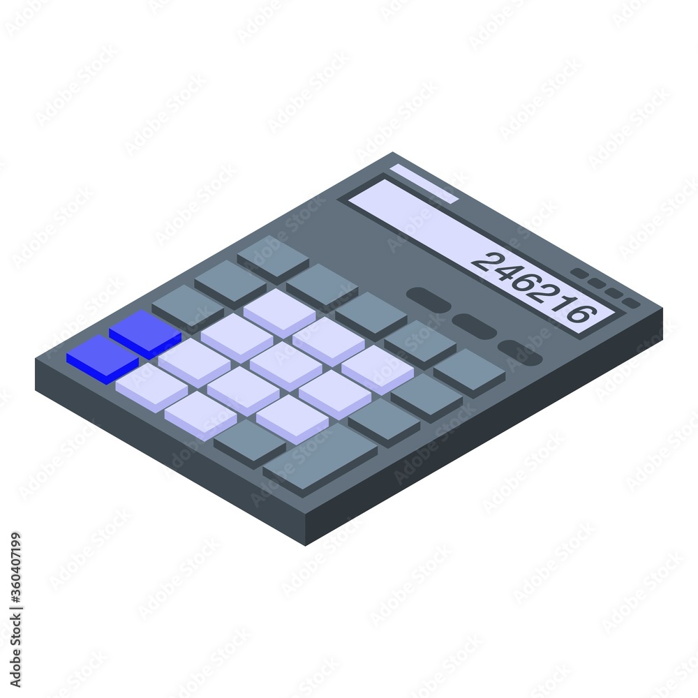 Poster manager calculator icon. isometric of manager calculator vector icon for web design isolated on whit