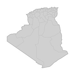 Map of Algeria divided to regions. Outline map. Vector illustration.