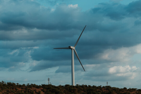 Clouds Above The Windmills In Wind Farm At Wankaner, Gujarat, India