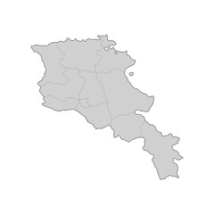 Map of Armenia divided to regions. Outline map. Vector illustration.