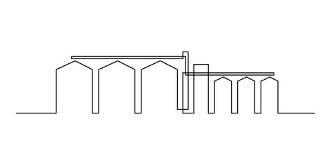 Grain elevator in continuous line art drawing style. Silos for grain storage minimalist black linear design isolated on white background. Vector illustration © GarkushaArt