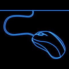 Continuous line computer mouse neon concept