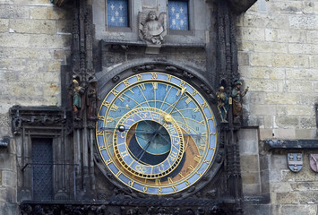 Medieval astronomical clock on the old town square in Prague