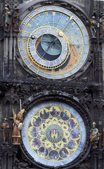 Medieval astronomical clock on the old town square in Prague