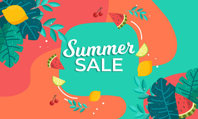 Fototapeta premium Summer sale background layout for banners,Wallpaper,flyers, invitation, posters, brochure, voucher discount.Vector illustration template.