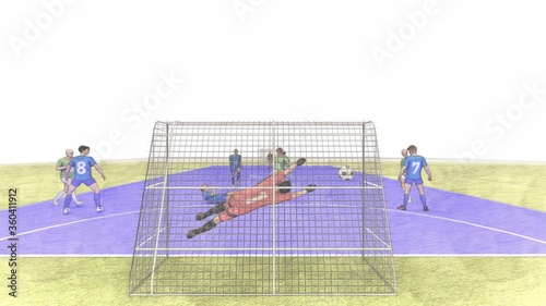 フットサル 屋外 ゴールシーン イラスト1 Wall Mural 啓文 佐々木