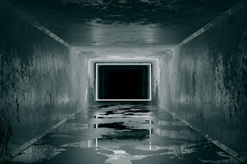 design element. 3d illustration. rendering. dark long scary tunnel concept background wallpaper