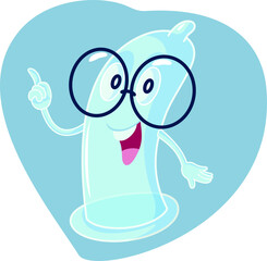 Funny Condom Wearing Eyeglasses Teaching Sexual Education