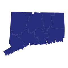 High Quality map of Connecticut is a state of United States of America with borders of the counties