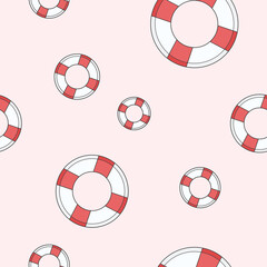 Wrapping paper - Seamless pattern of lifebuoy for vector graphic design
