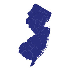 High Quality map of New Jersey is a state of United States of America with borders of the counties
