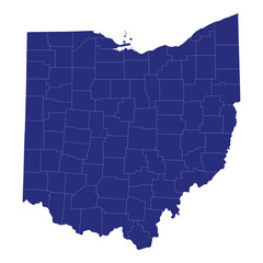 High Quality map of Ohio is a state of United States of America with borders of the counties