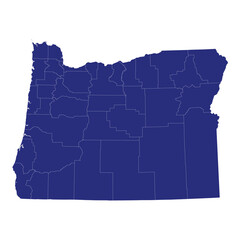 High Quality map of Oregon is a state of United States of America with borders of the counties