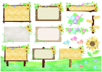 夏_水彩フレームセット