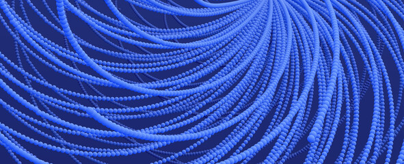 Point explode. Array with dynamic emitted particles. 3d technology style. Abstract background. Vector illustration.