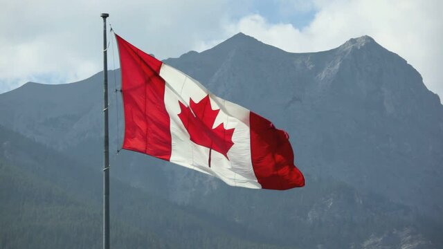 Canadian flag at the Canmore Nordic Center, Alberta Canada