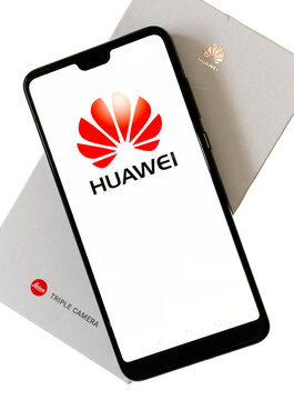 London, England - May 21, 2019: Huawei P30 Pro Mobile Cell Phone, Huawei was founded in 1987 in Shenzhen, China