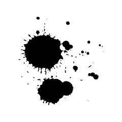 Black drop isolated on white background. Grunge splash texture. Vector illustration.