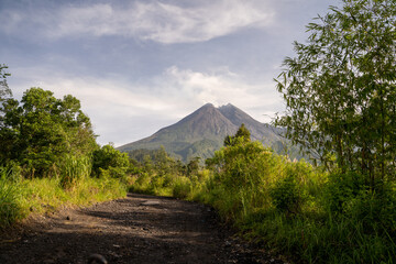 A smoldering volcano in Indonesia.